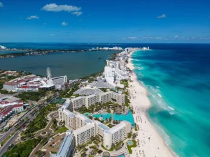 Beachfront resorts along the Cancun Hotel Zone